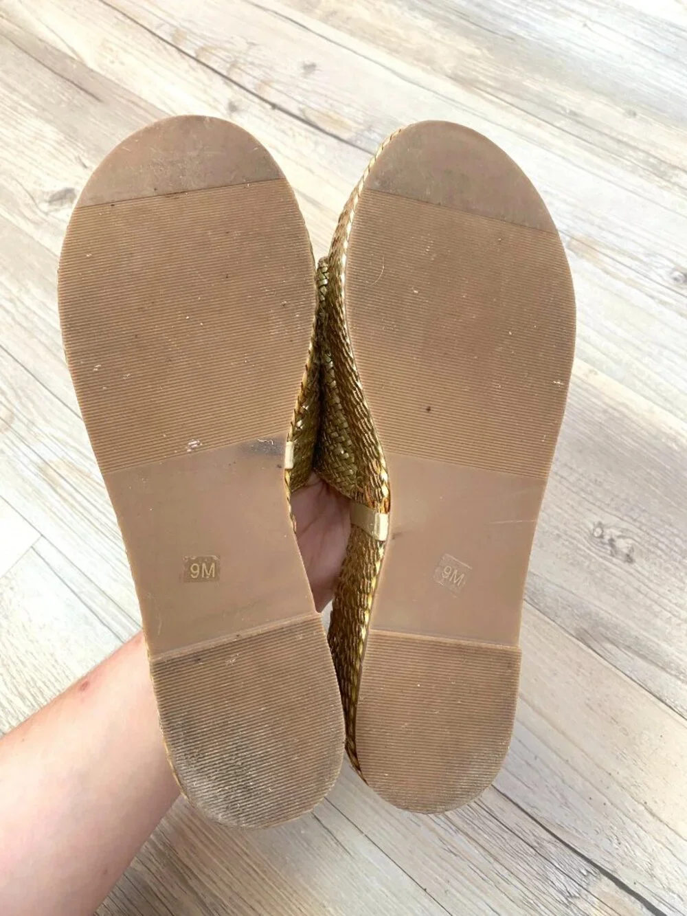 Beach by Matisse Metallic Gold Woven Platform Slide Sandals - Size 9